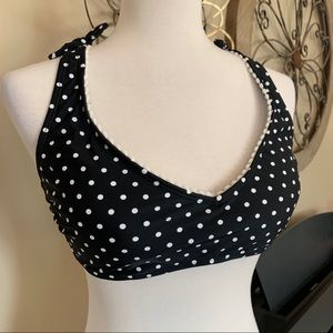 CALIFORNIA WAVES Size Large D or DD Cup Black Polka Dot Bikini Swimsuit Top